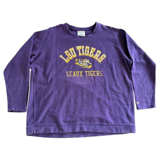 Vintage Champion LSU Purple Long Sleeve Tee with Gold Graphic - Picture 1 of 3